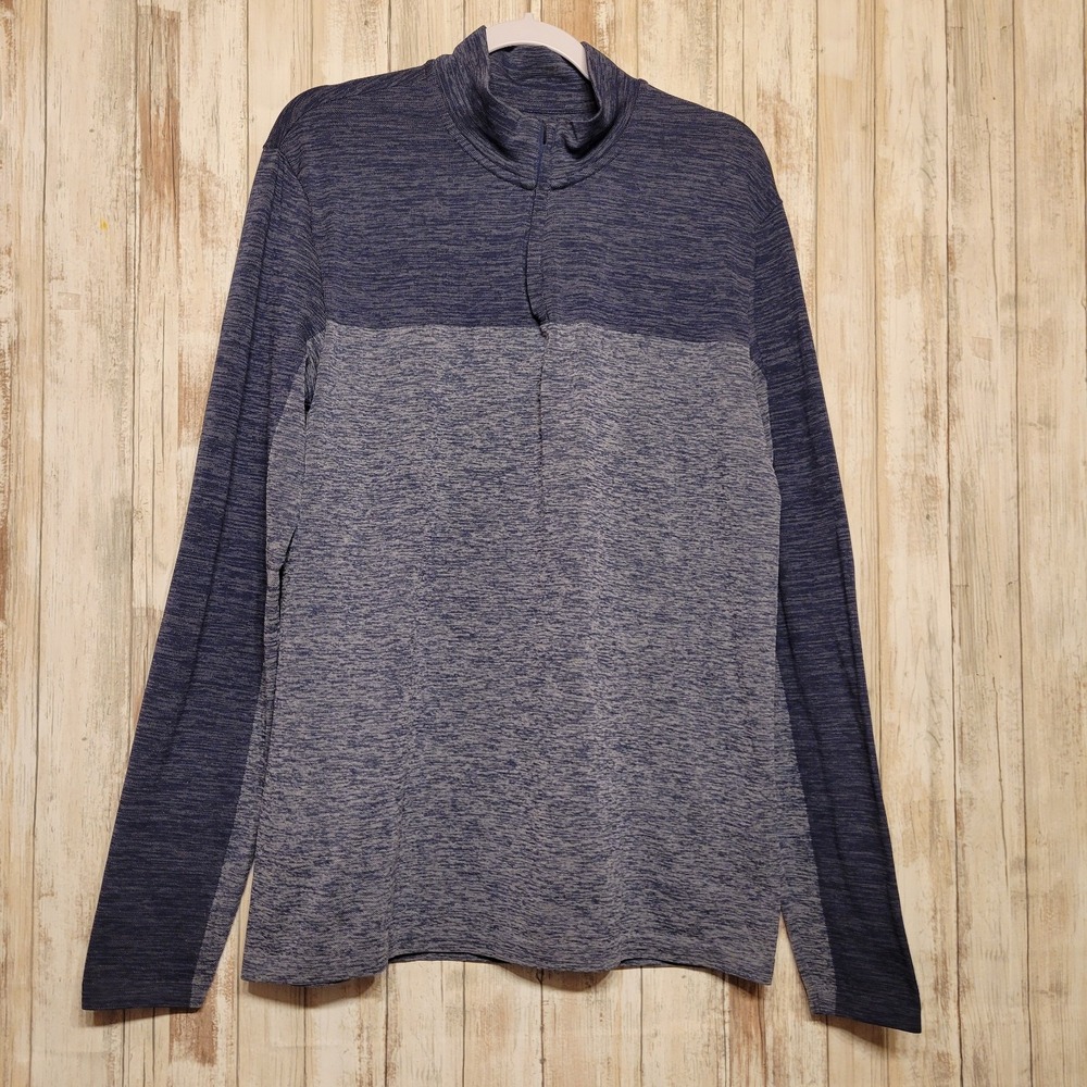Marc Anthony Shirt Mens L 1/4‎ Zip Slim Fit Pull Over Long Sleeve Blue